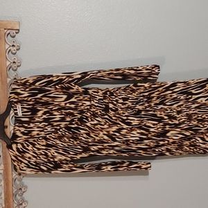 Calvin Klien Animal Print Long Sleeve Dress Faux Wrap